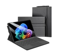 FINTIE Coque pour Microsoft Surface Pro 12 Pouces 2025, Housse Multipositions Étui Arrière en TPU Antichoc, Fermeture Magnétique, Coque Compatible avec Clavier Type Cover, Noir