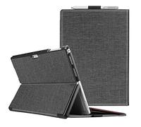 FINTIE Coque pour Microsoft Surface Pro 7+/7/6/5 12.3 Pouces | Etui Rigide Multi-Angles Ajustables Folio Housse en Cuir Synthétique, Denim Gris
