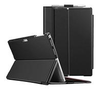 FINTIE Coque pour Microsoft Surface Pro 7+/7/6/5 12.3 Pouces - Etui Rigide Multi-Angles Ajustables Folio Housse en Cuir Synthétique, Noir