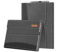 FINTIE Coque pour Microsoft Surface Pro 8 13 Pouces 2021 - Housse Multi-Angles Protection avec Poche de Documents, Etui Compatible avec Clavier Type Cover, Gris/Noir