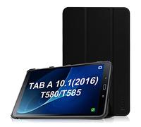 FINTIE Coque pour Samsung Galaxy Tab A 10.1 Pouces 2016 (SM-T580/T585) | Coque Fine et Légère, Housse Arrère Rigide, Étui à Rabat Pliable, Noir