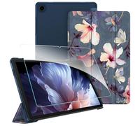 FINTIE Coque pour Samsung Galaxy Tab A11 Plus (A11+) 11 Pouces 2025 et Galaxy Tab A9 Plus (A9+) 11” 2023 - [avec 1 Verre Trempé] Étui Transparent Givré, Housse Fine Légère, Fleur Hibiscus