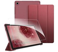 FINTIE Coque pour Samsung Galaxy Tab A11 Plus (A11+) 11 Pouces 2025 et Galaxy Tab A9 Plus (A9+) 11” 2023 - [avec 1 Verre Trempé] Étui Transparent Givré, Housse Fine Légère, Rouge Vineux
