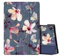 FINTIE Coque pour Samsung Galaxy Tab A8 10.5 Pouces 2021 (SM-X200 / X205 / X207) - Étui Fin Léger Piable Housse Arrière Rigide Cover Veille/Réveil Auto, Fleur Hibiscus