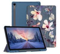 FINTIE Coque pour Samsung Galaxy Tab S10 FE 10.9 Pouces 2025/Tab S9 FE 10.9”/S9 11 2023 - [Rangement de Stylet] Coque Translucide Givrée Housse Arrière Rigide, Etui Fin et Léger, Fleur Hibiscus