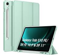 FINTIE Coque pour Samsung Galaxy Tab S10 Lite 10.9 Pouces 2025 et Galaxy Tab S10 FE/S9 FE 10.9”/S9 11”, [Rangement de Stylet] Coque Arrière en TPU Antichoc Souple Etui Veille/Réveil Auto, Vert Pastel