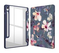 FINTIE Coque pour Samsung Galaxy Tab S10 Lite 10.9 Pouces 2025 et Galaxy Tab S10 FE/S9 FE 10.9”/S9 11”, Housse Arrière Transparente Claire Etui Antichoc Veille/Réveil Auto, Fleur Hibiscus