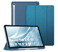 FINTIE Coque pour Samsung Galaxy Tab S10 Lite 10.9 Pouces 2025 et Galaxy Tab S10 FE/S9 FE 10.9”/S9 11” - [Rangement de Stylet] Coque Fin Translucide Givrée Housse Rigide Légère, Bleu Foncé