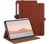 FINTIE Coque pour Samsung Galaxy Tab S9 FE 10.9 Pouces/Tab S9 11 Pouces 2023 - Housse Multipositions Ajustables, Etui avec Poche de Document, Fonction Sommeil/Réveil Auto, Brun
