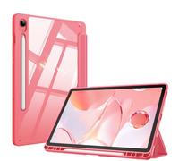 FINTIE Coque pour Samsung Galaxy Tab S10 Lite 10.9 Pouces 2025 et Galaxy Tab S10 FE/S9 FE 10.9”/S9 11”, Housse Arrière Transparente Claire Etui Antichoc Veille/Réveil Auto, Rouge Pastèque