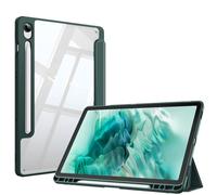FINTIE Coque pour Samsung Galaxy Tab S10 FE 10.9 Pouces 2025/Tab S9 FE 10.9”/S9 11 2023 - Housse Arrière Transparente Claire Etui Antichoc Veille/Réveil Auto, Vert Minuit