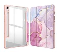 FINTIE Coque pour Samsung Galaxy Tab S10 FE 10.9 Pouces 2025/Tab S9 FE 10.9”/S9 11 2023 - Housse Arrière Transparente Claire Etui Antichoc Veille/Réveil Auto, Marbre Rêveur