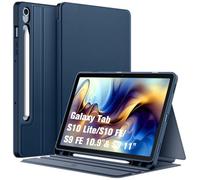 FINTIE Coque pour Samsung Galaxy Tab S10 Lite 10.9 Pouces 2025 et Galaxy Tab S10 FE/S9 FE 10.9”/S9 11”, Matériau Texture de Qualité, Etui Multipositions avec Porte-Stylet, Bleu Foncé
