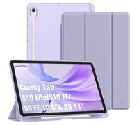 FINTIE Coque pour Samsung Galaxy Tab S10 Lite 10.9 Pouces 2025 et Galaxy Tab S10 FE/S9 FE 10.9”/S9 11” - [Rangement de Stylet] Coque Fin Translucide Givrée Housse Rigide Légère, Lilas