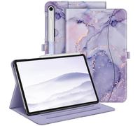FINTIE Coque pour Samsung Galaxy Tab S9 FE 10.9 Pouces/Tab S9 11 Pouces 2023 - Housse Multipositions Ajustables, Etui avec Poche de Document, Fonction Sommeil/Réveil Auto, Marbre Lilas