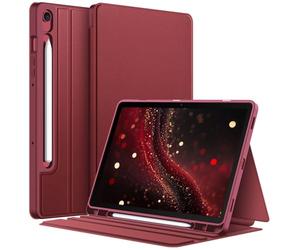 FINTIE Coque pour Samsung Galaxy Tab S10 Lite 10.9 Pouces 2025 et Galaxy Tab S10 FE/S9 FE 10.9”/S9 11”, Matériau Texture de Qualité, Etui Multipositions avec Porte-Stylet, Bourgogne