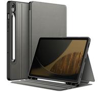 FINTIE Coque pour Samsung Galaxy Tab S10 Lite/S10 FE/S9 FE 10.9" & S9 11" | Etui Fin et Multiposition avec Porte-Stylet, Matériau Texture Sergé, Housse Arrière Souple Antichoc, Gris Foncé