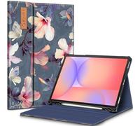 FINTIE Coque pour Samsung Galaxy Tab S10 Lite/S10 FE/S9 FE 10.9" & S9 11" | Housse Multipositions Etui avec Poche Frontale, Fermeture Magnétique, Fleur Hibiscus