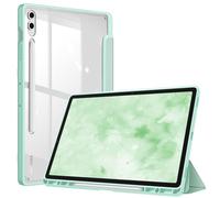 FINTIE Coque pour Samsung Galaxy Tab S10 Plus/Tab S9 FE Plus/Galaxy Tab S9 Plus 12.4 Pouces (2024/2023) - [Rangement de Stylet] Housse Transparente Claire Etui avec Bord Antichoc, Vert Clair