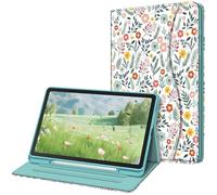 Fintie Coque pour Samsung Galaxy Tab S6 Lite 10,4" 2024/2022/2020 avec Porte-Stylo, Vue Multi-Angle, Coque arrière en TPU Souple avec Poche, réveil Automatique/Veille, Fleurs printanières