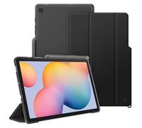 FINTIE Coque pour Samsung Galaxy Tab S6 Lite 10.4 Pouces 2024/2022/2020 | Étui avec Rangement de Stylet, Coque Arrière Transparente Givrée, Housse Fine et Légère Pliable, Noir