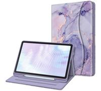 FINTIE Coque pour Samsung Galaxy Tab S6 Lite 10.4 Pouces 2024/2022/2020 - Housse Multipositions Etui avec Poche Frontale et Fonction Sommeil/Réveil Automatique, Marbre Lilas
