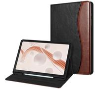 FINTIE Coque pour Samsung Galaxy Tab S6 Lite 10.4 Pouces 2024/2022/2020 - Housse Multipositions Etui avec Poche Frontale et Fonction Sommeil/Réveil Automatique, Noir/Brun