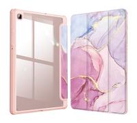 FINTIE Coque pour Samsung Galaxy Tab S6 Lite 2022/2020 10.4 Pouces - [Rangement de Stylet] Etui Arrière Transparent Claire Housse Antichoc Protection pour Tab S6 Lite, Marbre Glorieux