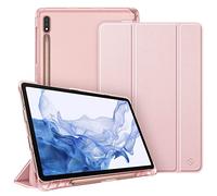 FINTIE Coque pour Samsung Galaxy Tab S8 11 Pouces 2022 / Galaxy Tab S7 2020 - Etui Transparent Givré Housse Fine et Légère Cover Sommeil/Réveil Auto Fonction Rangement de Stylet, Or Rose