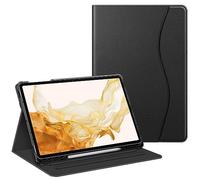 FINTIE Coque pour Samsung Galaxy Tab S8 Plus/S7 FE/S7 Plus 12.4 Pouces | Housse Multiposition, Étui avec Porte-stylet Intégré et Poche Frontale de Document, Noir