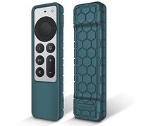 FINTIE Coque pour Télécommande Apple TV 4K / HD Siri Remote 2022 2021 (3ème et 2ème génération) - Etui en Silicone Légère Antidérapante Résistante aux Chocs, Cyan Foncé
