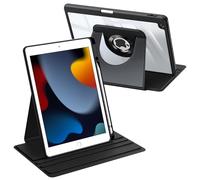 FINTIE Coque Rotative Fine pour iPad 10.2 Pouces 9e/8e/7e Génération | Étui avec Porte-Stylet, Dos Transparent, Housse Pivotante à 360°, Protection Intégrale, Noir