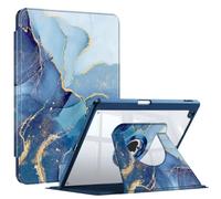 FINTIE Coque Rotative Fine pour iPad 10.2 Pouces 9e/8e/7e Génération | Étui avec Porte-Stylet, Dos Transparent, Housse Pivotante à 360°, Protection Intégrale, Marbre Océan
