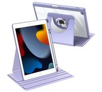 FINTIE Coque Rotative Fine pour iPad 10.2 Pouces 9e/8e/7e Génération | Étui avec Porte-Stylet, Dos Transparent, Housse Pivotante à 360°, Protection Intégrale, Lilas