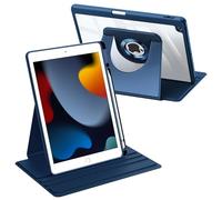 FINTIE Coque Rotative Fine pour iPad 10.2 Pouces 9e/8e/7e Génération | Étui avec Porte-Stylet, Dos Transparent, Housse Pivotante à 360°, Protection Intégrale, Bleu