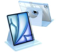 FINTIE Coque Rotative Fine pour iPad Air 13 Pouces M4/M3/M2 (2026-2024) | Étui Pivotant à 360° avec Porte-stylet Intégré, Housse Arrière Transparente Claire, Bleu Ciel