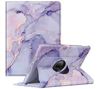 FINTIE Coque Compatible avec iPad 10.2 Pouces 9ème/8ème/7ème Génération (2021/2020/2019), Housse Rotative à 360 Degrés Etui avec Fonction de Rangement de Stylet, Marbre Lilas