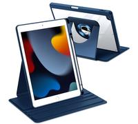 FINTIE Coque Rotative pour iPad 9e/8e/7e Génération 10.2 Pouces (2021/2020/2019), [Rangement de Stylet] Étui Pivotant à 360°, Housse Fine et Arrière Transparente, Bleu