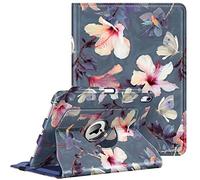 FINTIE Coque pour iPad 11ème Génération 11 Pouces 2025 (A16), iPad 10ème Génération 10.9 Pouces 2022 - [Rangement de Stylet] Housse Rotative à 360° Étui Veille/Réveil Auto, Fleur Hibiscus