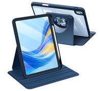 FINTIE Coque Rotative pour iPad A16 11e Génération 11"/iPad 10e Gén 10.9" | Housse Fine, Arrière Transparente, Étui Pivotant à 360° avec Porte-Stylet, Bleu Marin