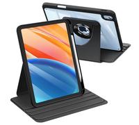 FINTIE Coque Rotative pour iPad A16 11e Génération 11"/iPad 10e Gén 10.9" | Housse Fine, Arrière Transparente, Étui Pivotant à 360° avec Porte-Stylet, Noir