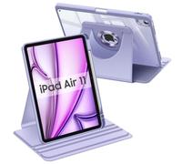 FINTIE Coque Rotative pour iPad Air 11 Pouces M3/M2 (2025/2024), iPad Air 5/4 10.9 Pouces (2022/2020), [Rangement de Stylet] Étui Pivotant à 360°, Housse Fine Transparente, Mauve