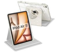 FINTIE Coque Rotative pour iPad Air 11 Pouces M4 M3 M2 & iPad Air 5/4 10.9" | Design Fin, Coque avec Porte-Stylet, Étui Pivotant à 360°, Housse Arrière Transparente, Lumière Stellaire Pailleté