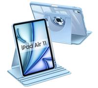 FINTIE Coque Rotative pour iPad Air 11 Pouces M4 M3 M2 & iPad Air 5/4 10.9" | Design Fin, Coque avec Porte-Stylet, Étui Pivotant à 360°, Housse Arrière Transparente, Bleu Ciel