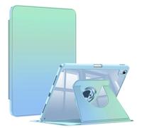 FINTIE Coque Rotative pour iPad Air 11 Pouces M4 M3 M2 & iPad Air 5/4 10.9" | Design Fin, Coque avec Porte-Stylet, Étui Pivotant à 360°, Housse Arrière Transparente, Ombre Littorale