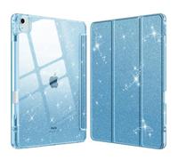 FINTIE Coque pour iPad Air 13 Pouces M4/M3/M2 (2026/2025/2024) - [Rangement de Stylet] Coque Transparente Claire, Étui Antichoc avec Bord en TPU Housse Pliable, Bleu Scintillant