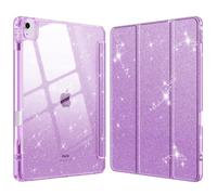 FINTIE Coque pour iPad Air 13 Pouces M4/M3/M2 (2026/2025/2024) - [Rangement de Stylet] Coque Transparente Claire, Étui Antichoc avec Bord en TPU Housse Pliable, Violet Scintillant