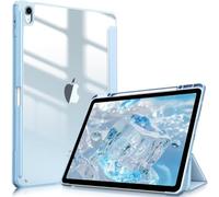 FINTIE Coque Transparente Claire pour iPad Air 13 Pouces M4/M3/M2 | Étui Antichoc avec Bord en TPU, Housse Pliable avec Porte-stylet Intégré, Bleu Clair