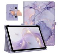 FINTIE Coque Universelle pour Tablette 10 Pouces (9''-10.5''/10.9''/11''), Étui avec Béquille et Dragonne, Housse pour Tablette TECLAST, Blackview, YESTEL, YOTOPT, MEBERRY etc, Marbre Lilas