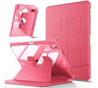 FINTIE Coque Verticale pour iPad A16 11ème Génération 2025 11”, iPad 10ème Génération 10.9” 2022, [Rangement de Stylet] Étui Transparent Multi-Angles, Housse Magnétique Ultra-Stable, Rose